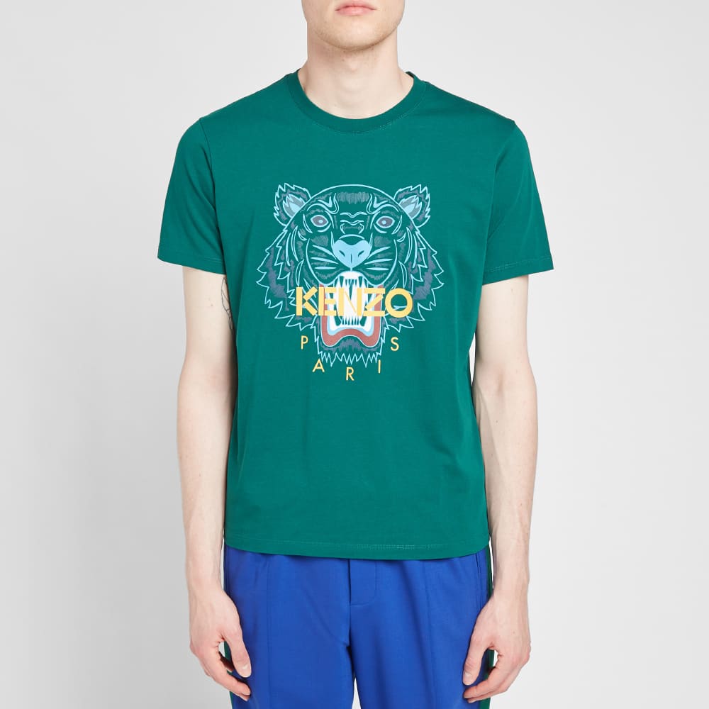 KENZO SS21 Tiger Head Printing Short Sleeve Unisex Green F965TS0504YA-53