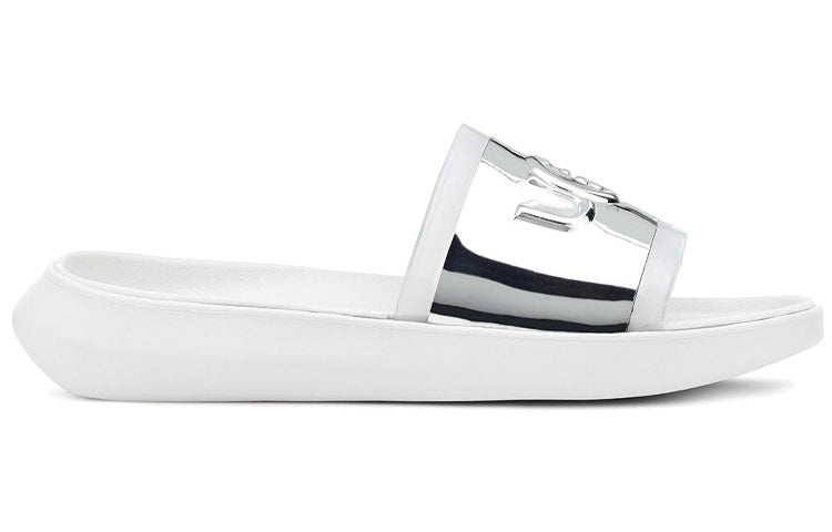(WMNS) UGG Hilama Slide Shoe White Silver 1109592-WHT