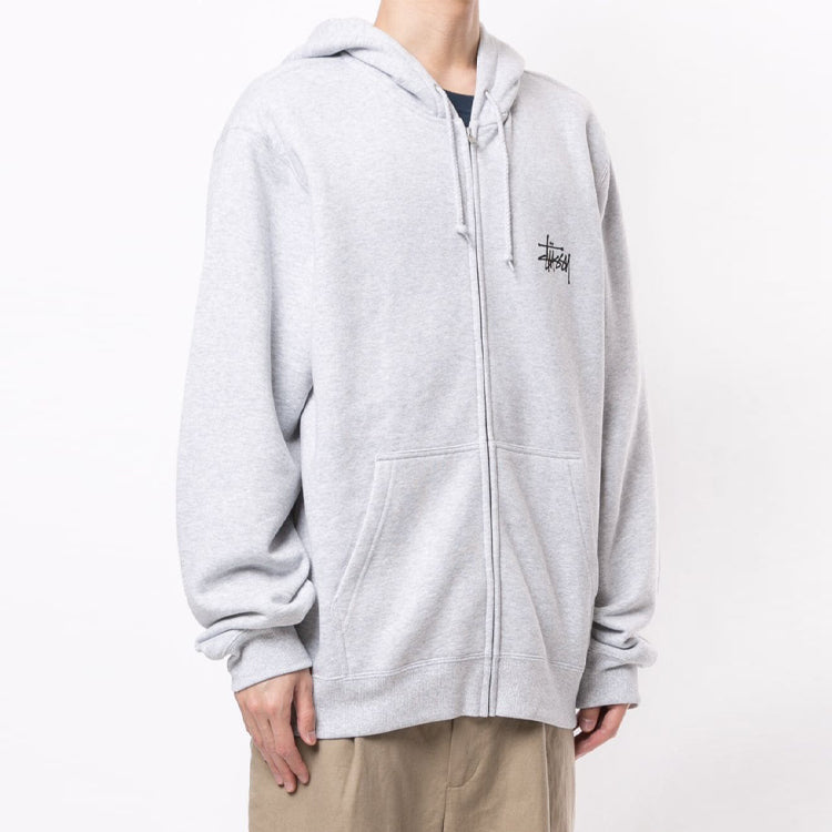 Men's Stussy Printing Logo Zipper hooded Long Sleeves Jacket Gray 1974535