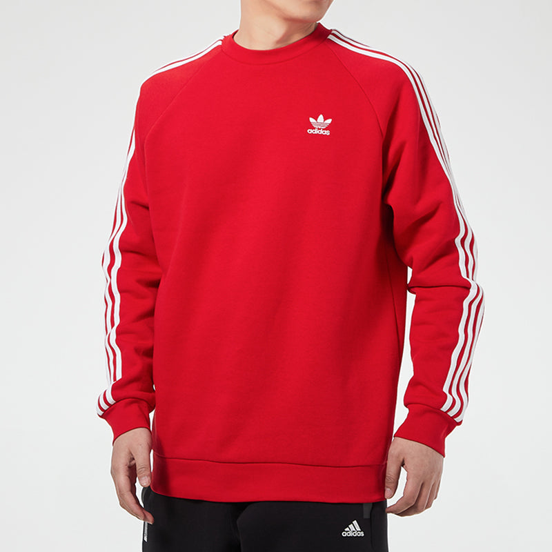 adidas originals 3-stripes Crew Round Neck Long Sleeves Red GN3484
