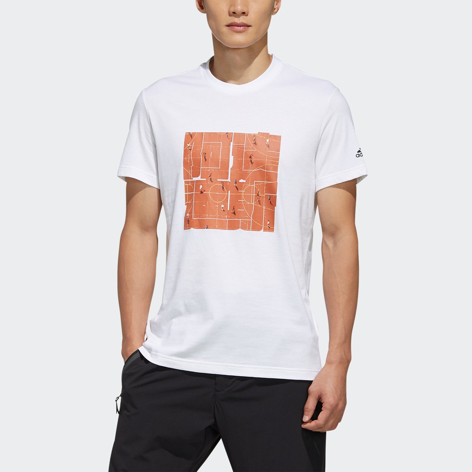 adidas Isc Court Tee Stadium Printing Sports Round Neck Short Sleeve White FP7564