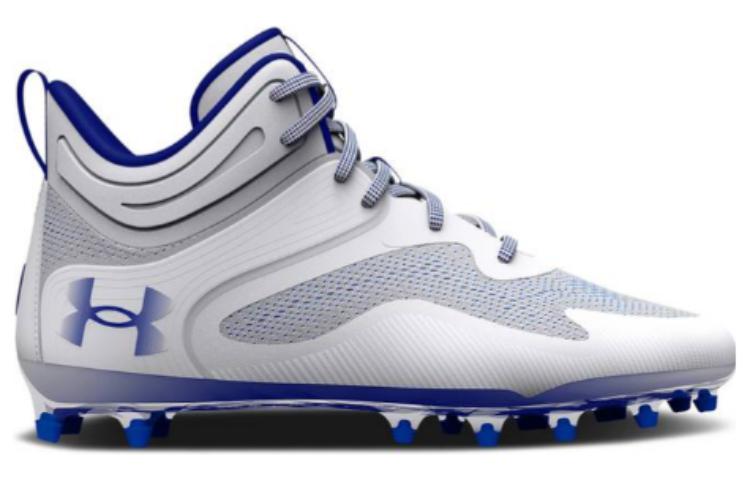 Under Armour Command MC Mid Lacrosse Cleats 'White Grey Blue' 3025639-102