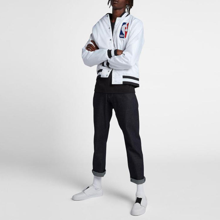 Nike SB x NBA Bomber Crossover Skateboard Casual Sports baseball uniform Jacket White AH3393-100