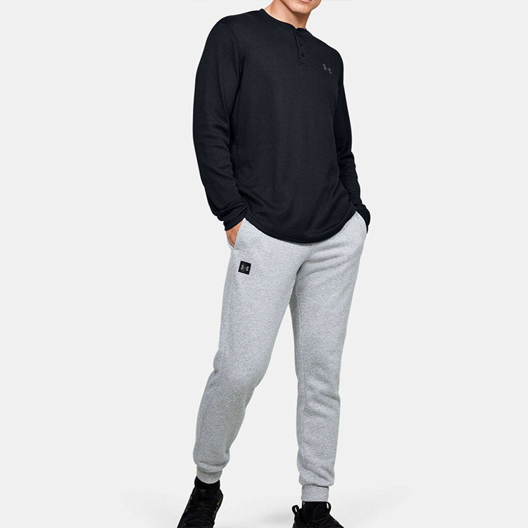 Under Armour Waffle Henley Thermal Shirt 'Black' 1302356-001
