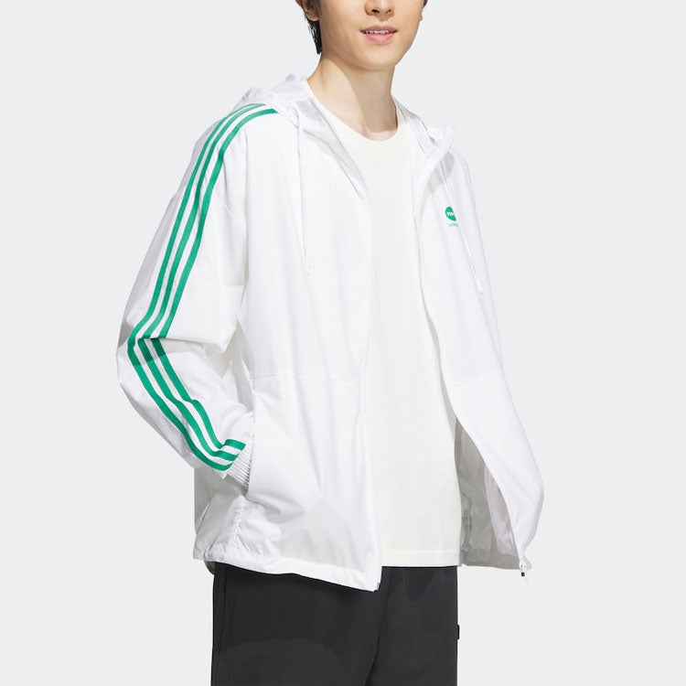 adidas Neo Essentials Windbreaker Jackets Asia Sizing 'White Green' IA4963