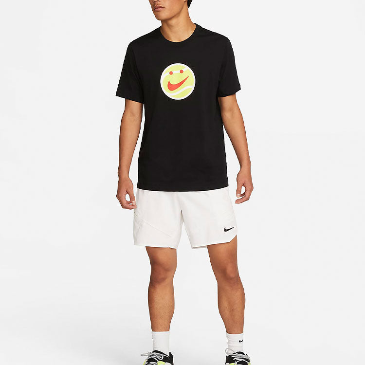 Men's Nike Smiling Face Printing Casual Round Neck Short Sleeve Black T-Shirt DR7726-010