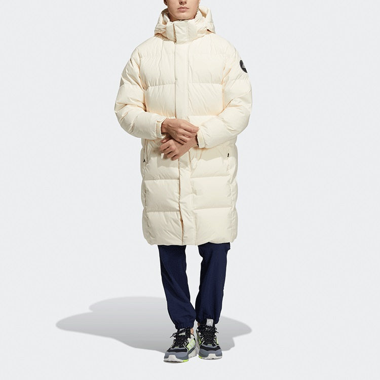 adidas 800 Solid Color Loose Detachable mid-length Down Jacket Couple Style Beige H23086