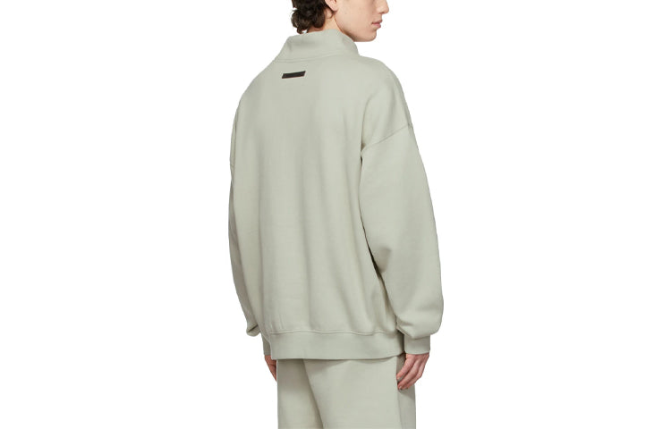 Fear of God Essentials FW21 Mock Neck Sweatshirt Green Concrete FOG-FW21-110