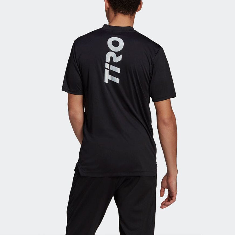 Men's adidas Stripe Alphabet Printing Round Neck Pullover Short Sleeve Japanese Version Black T-Shirt GQ1037