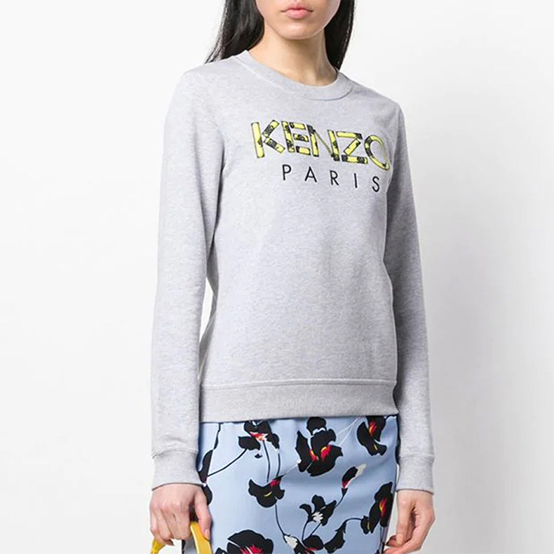 (WMNS) KENZO Leopard print Alphabet Logo Hoodie Gray F952SW775952-93