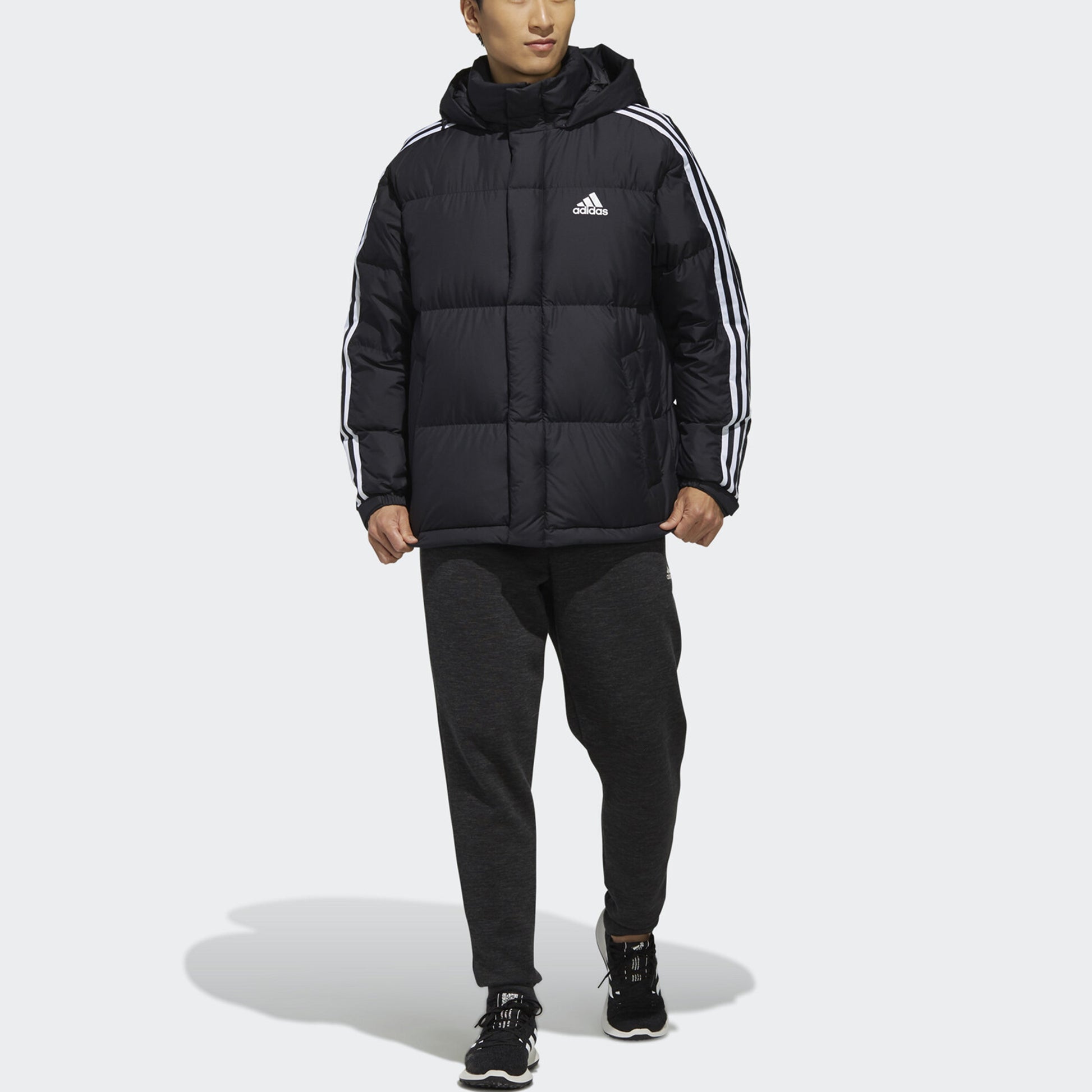 adidas 3ST Puff Down Outdoor protection against cold Stay Warm hooded down Jacket Black EH3972
