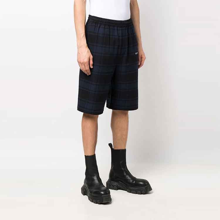 Off-White SS22 Arrow Pattern Printing Plaid Shorts Blue OMCB058S22FAB0014501