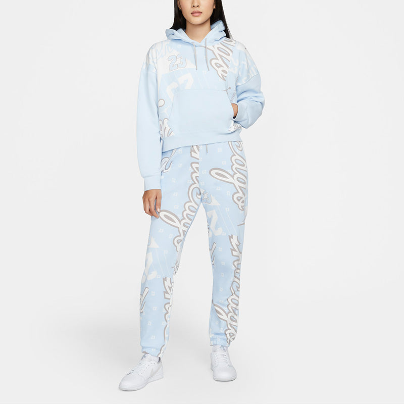 (WMNS) Air Jordan Funny Pattern Knit Short Pullover Hoodie Light Blue DD9296-438