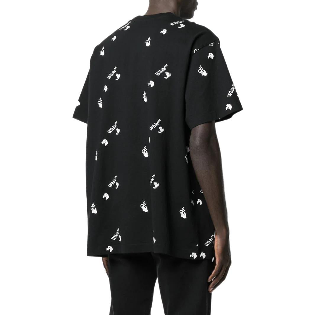 Men's Off-White SS22 Solid Color Round Neck Logo Printing Short Sleeve Black T-Shirt OMAA038R21JER01010011001