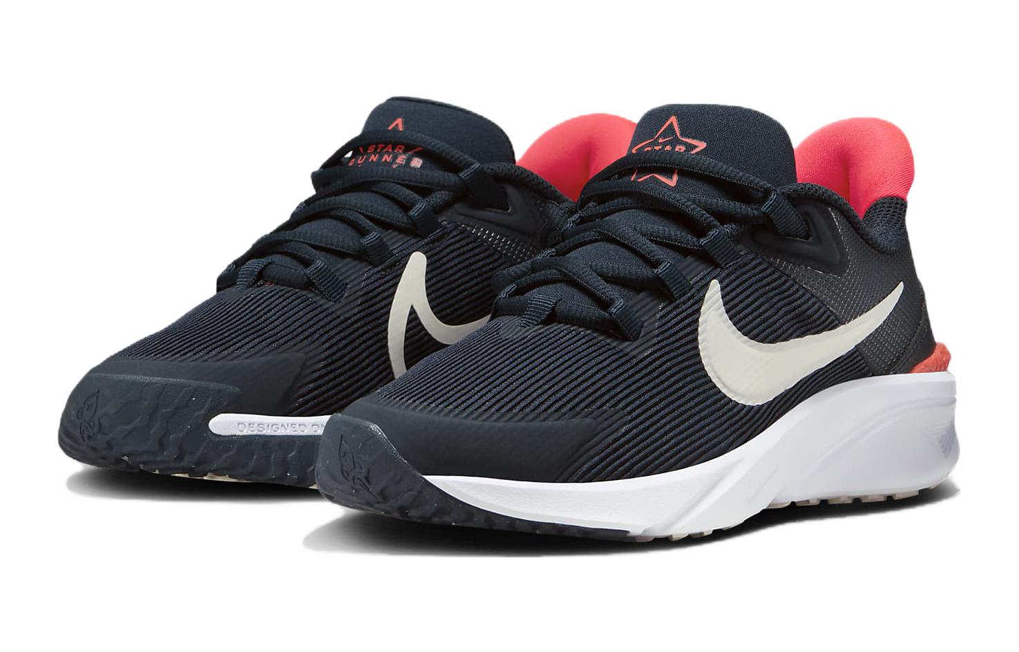 (GS) Nike Star Runner 4 'Black Red White' DX7615-401