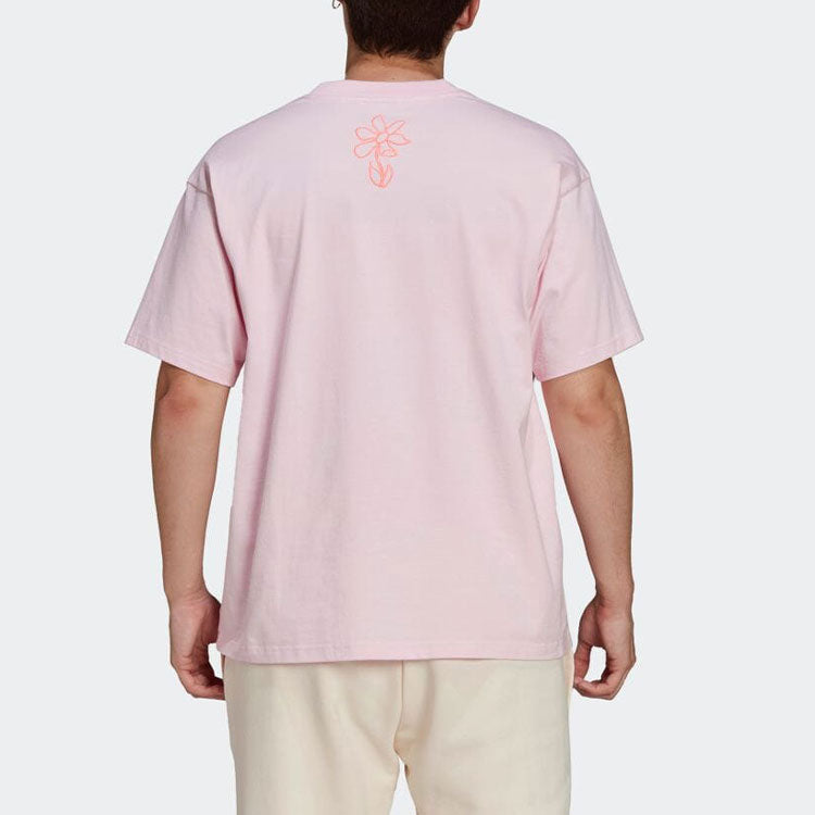 adidas originals Alphabet Printing Round Neck Pullover Short Sleeve Pink T-Shirt HI6014
