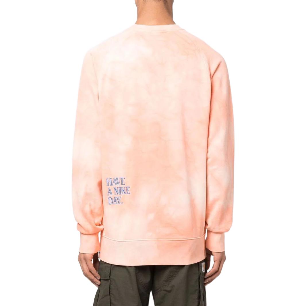 Men's Nike Chest Brand Logo Embroidered Tie Dye Round Neck Long Sleeves Orange DM5010-693