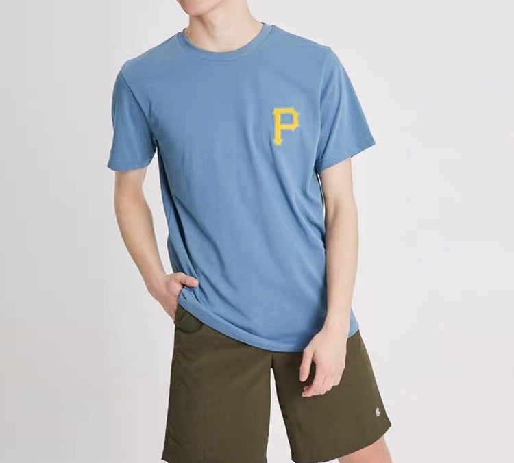 MLB Pittsburgh Pirates Basic Small Label Embroidered Short Sleeve Unisex Blue 31TSCD931-11U