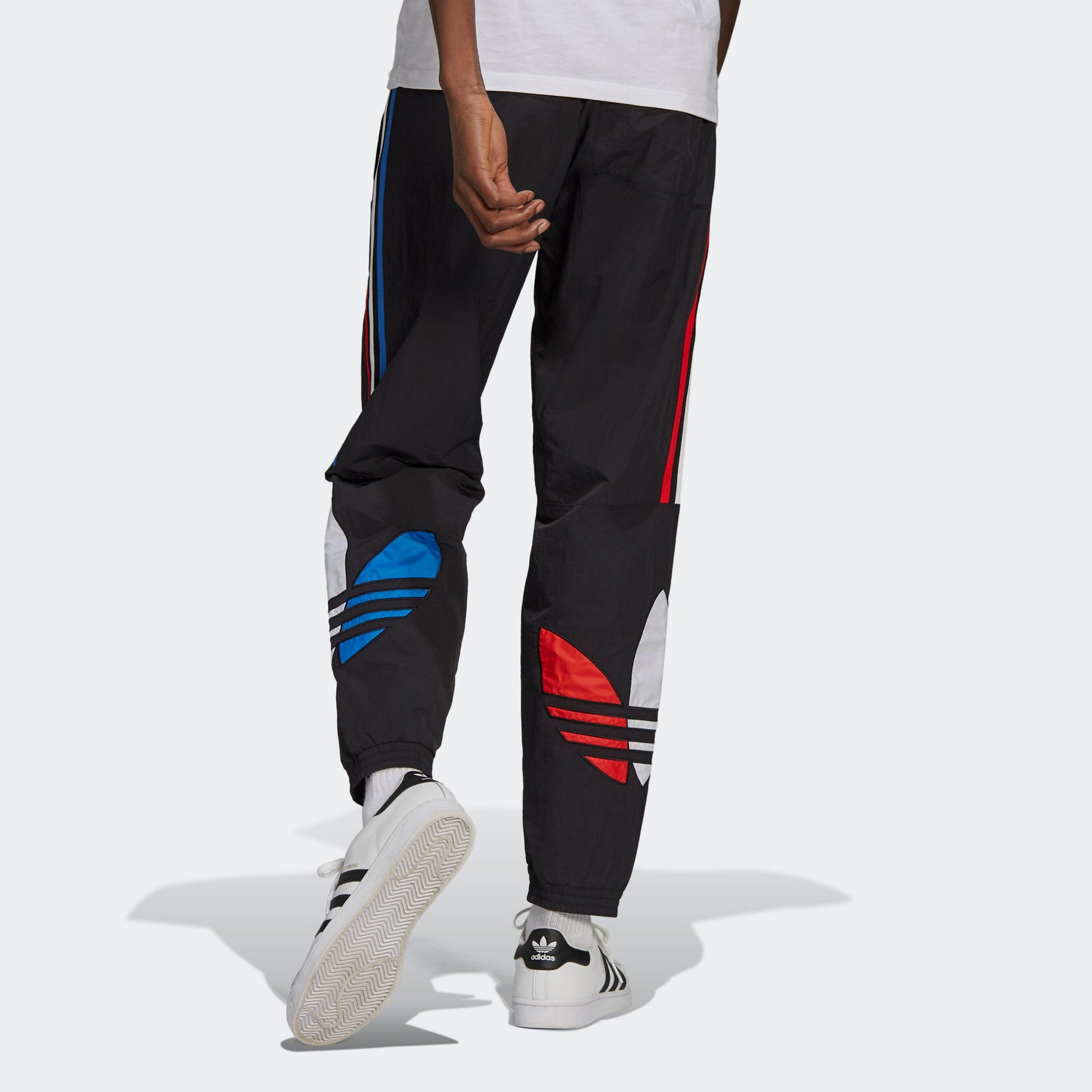 adidas originals MENS Tricol Logo Printed Ankle-banded Sports Pants Black GN8046