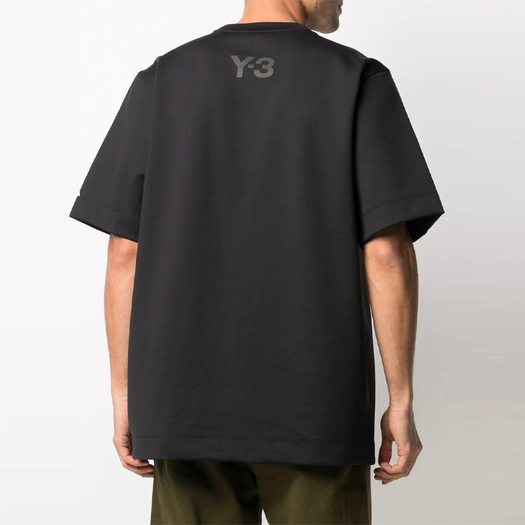 Men's Y-3 SS21 Logo Pattern Round Neck Short Sleeve Black T-Shirt GV6088