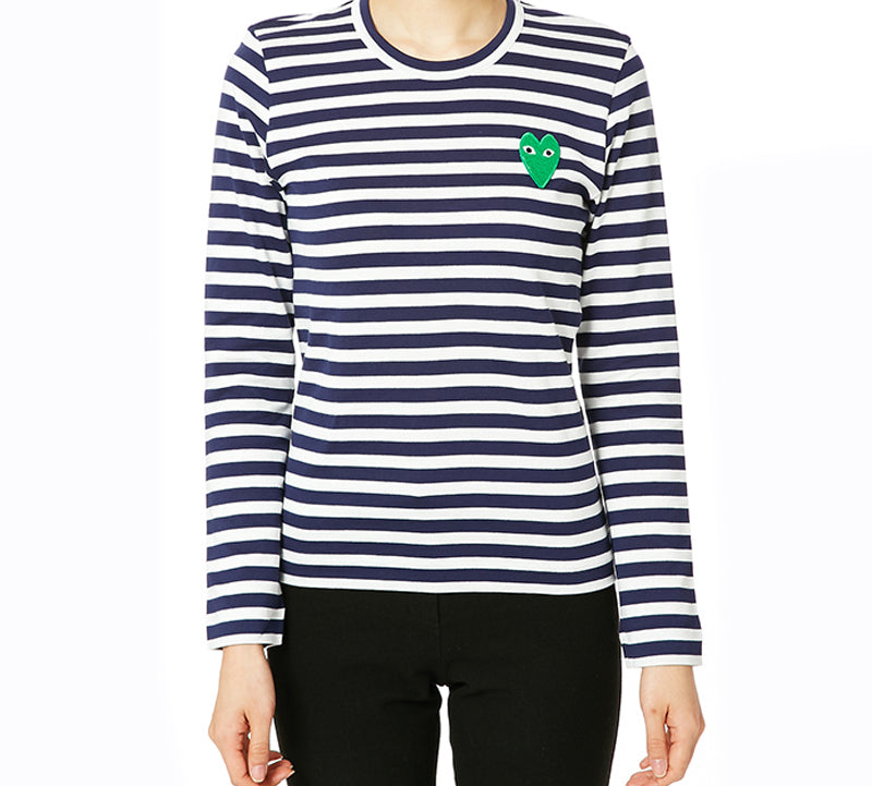 (WMNS) COMME des GARCONS PLAY Stripe Long Sleeves Tee 'Blue White Green' AZ-T051-051-1