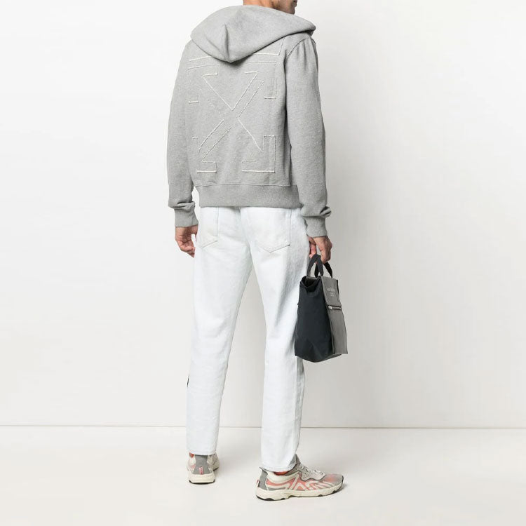 Off-White SS21 Arrow Embroidered Zipper Slim Fit Version Gray OMBE001S21FLE0010810