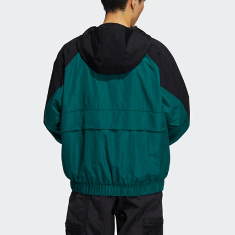 Men's adidas originals Sprt Wb Colorblock Zipper Cardigan Elastic Hooded Jacket Green HC0329