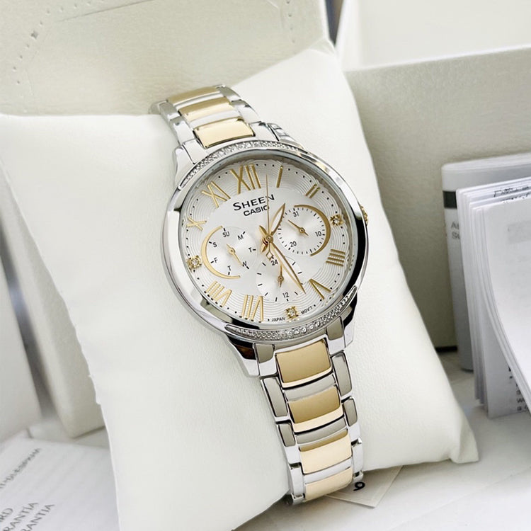 CASIO SHEEN Series Waterproof /White/Gold Silver Analog SHE-3058SG-7A