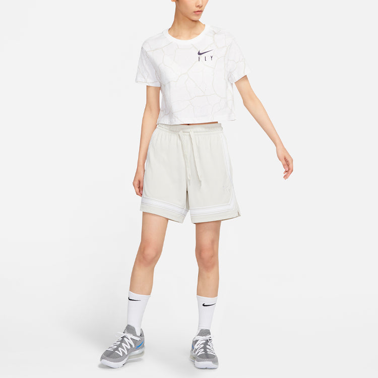 (WMNS) Nike Swoosh Fly Basketball Pattern Loose Round Neck Short Sleeve White DD0838-100