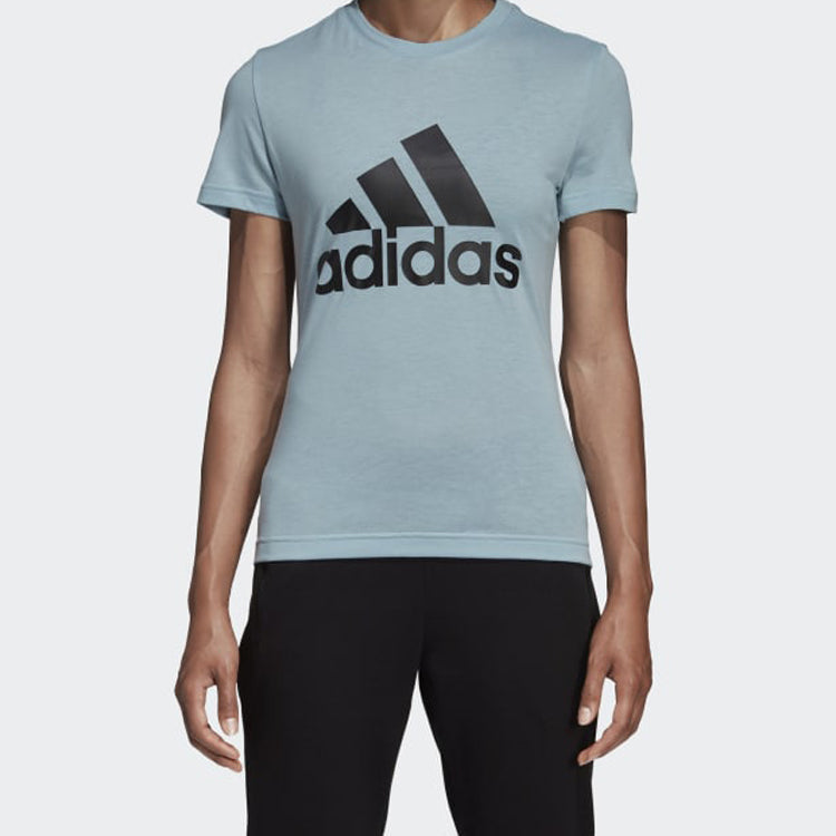 (WMNS) adidas Classic Logo Short Sleeve Blue DY7734