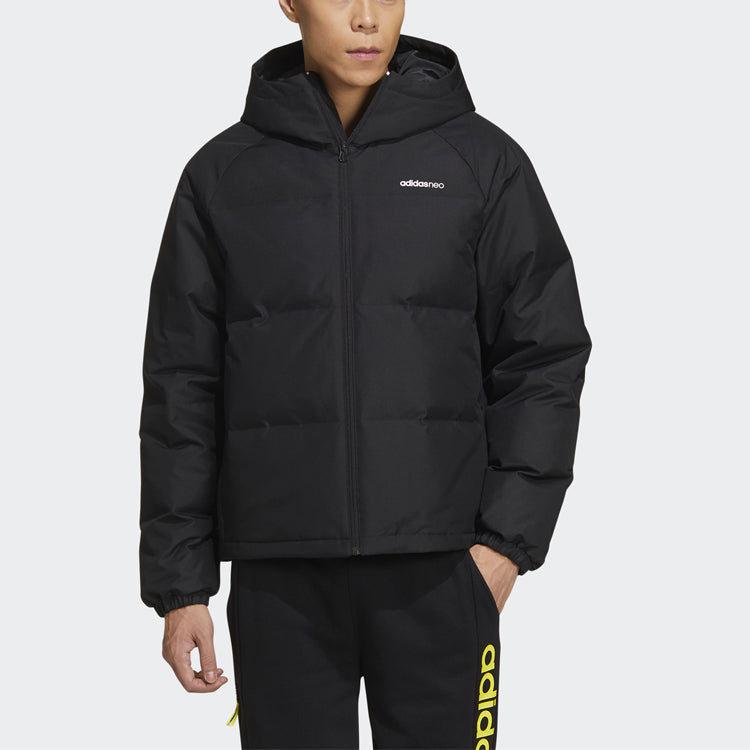 adidas neo Loose hooded Short Sports Down Jacket Black GP5910