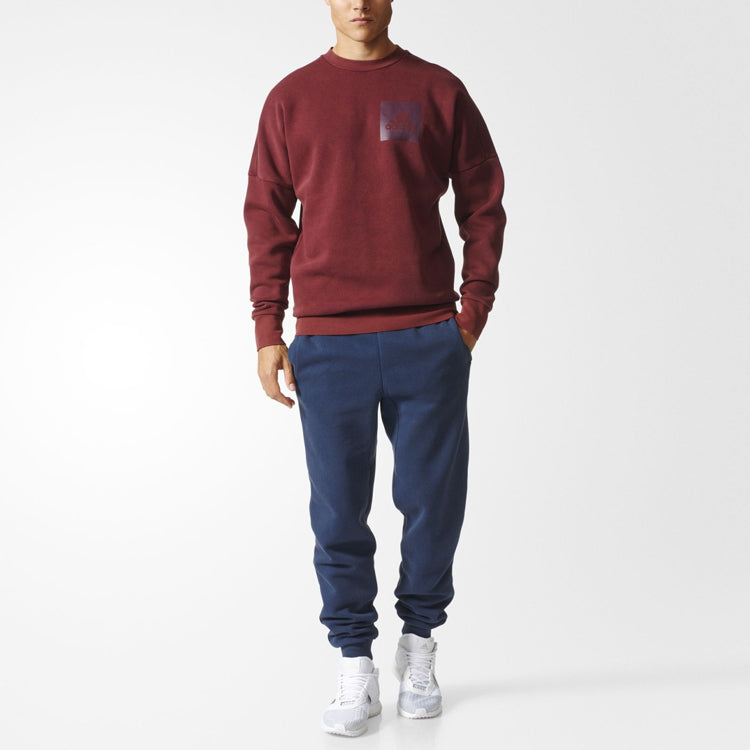 Men's adidas Logo Casual Sports Round Neck Pullover Red S98763