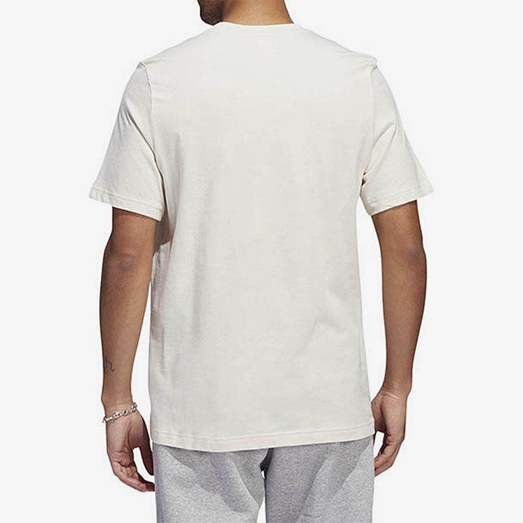 Men's adidas originals Solid Color Logo Athleisure Casual Sports Round Neck Short Sleeve Creamy White T-Shirt HN0995