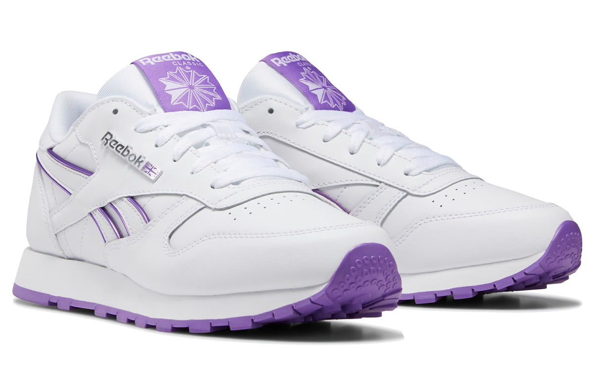 (WMNS) Reebok Classic Leather Sports Casual Shoes 'White Purple' DV8757