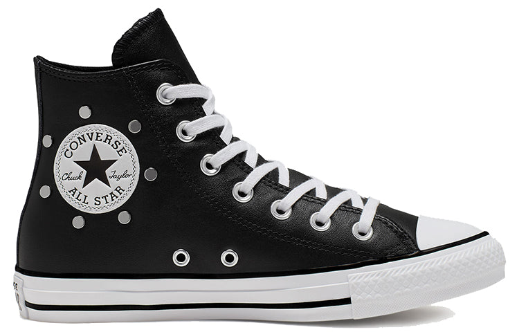 (WMNS) Converse Chuck Taylor All Star Studs High Top Leather Spot Rivet Black 565849C