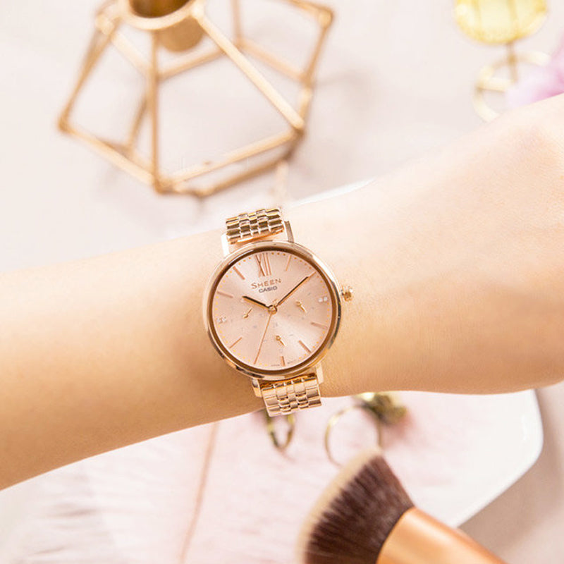 CASIO Female SHEEN Japan / South Korea Fashion Rose Gold Analog SHE-3064PG-4A