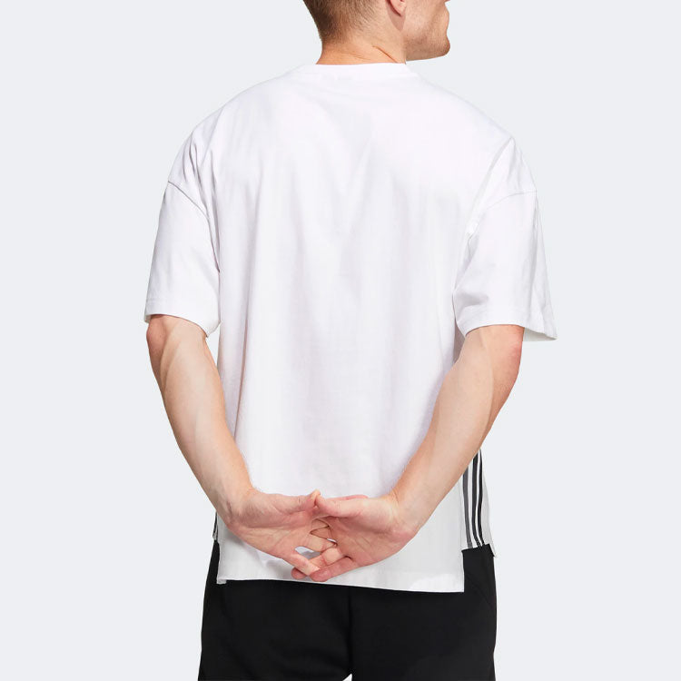 adidas M city Loose T Side Contrasting Colors Round Neck Pullover Short Sleeve White HC9972