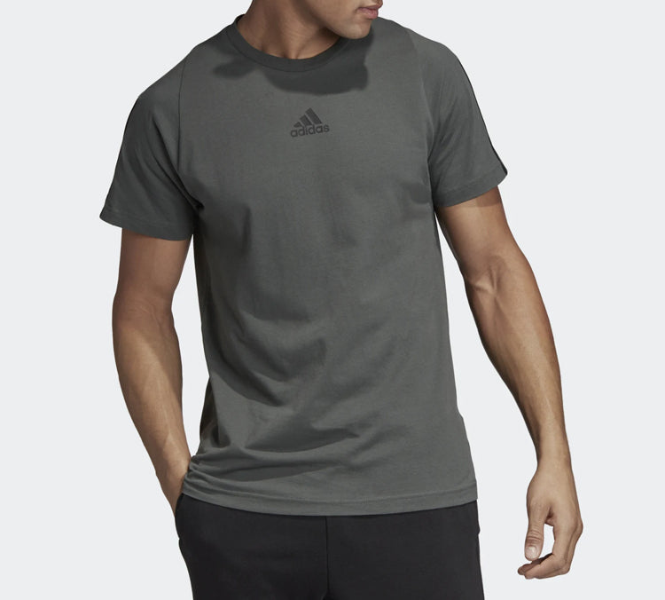 adidas Stripe Printing Training Sports Short Sleeve Gray DT9953
