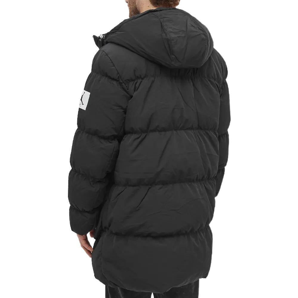 Air Jordan Solid Color logo Zipper Long Sleeves Badge Hooded Down Jacket Men's Black DQ7346-010