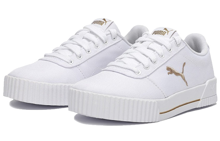 (WMNS) PUMA Carina Summer Cat Leisure Board Shoes White/Golden 373997-12