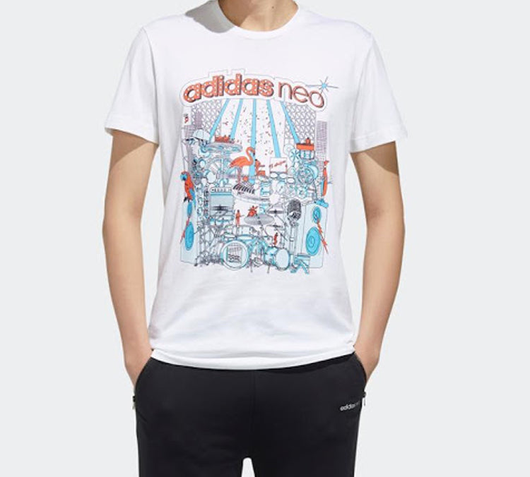 adidas neo M Faves Tee Sports Short Sleeve White FP7295