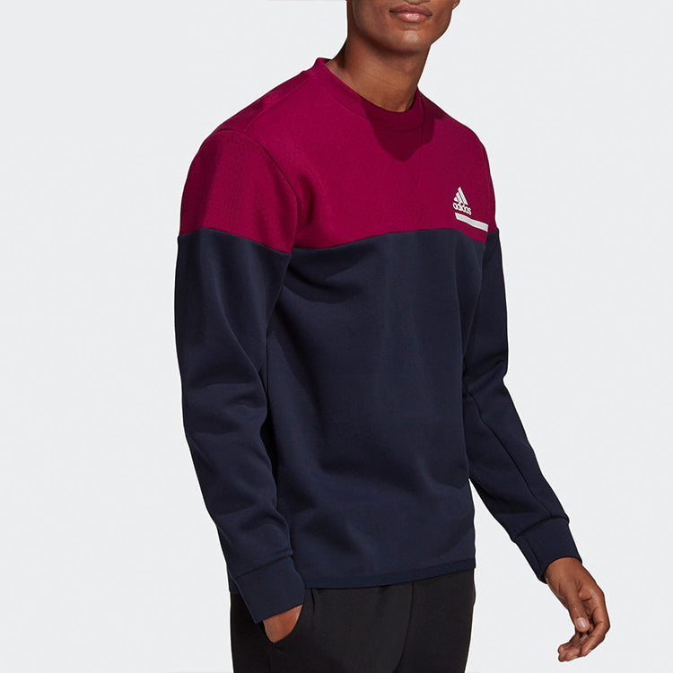 adidas Zne Crew Sweatshirt Splicing Round Neck Pullover Colorblock Sports Blue GM6540