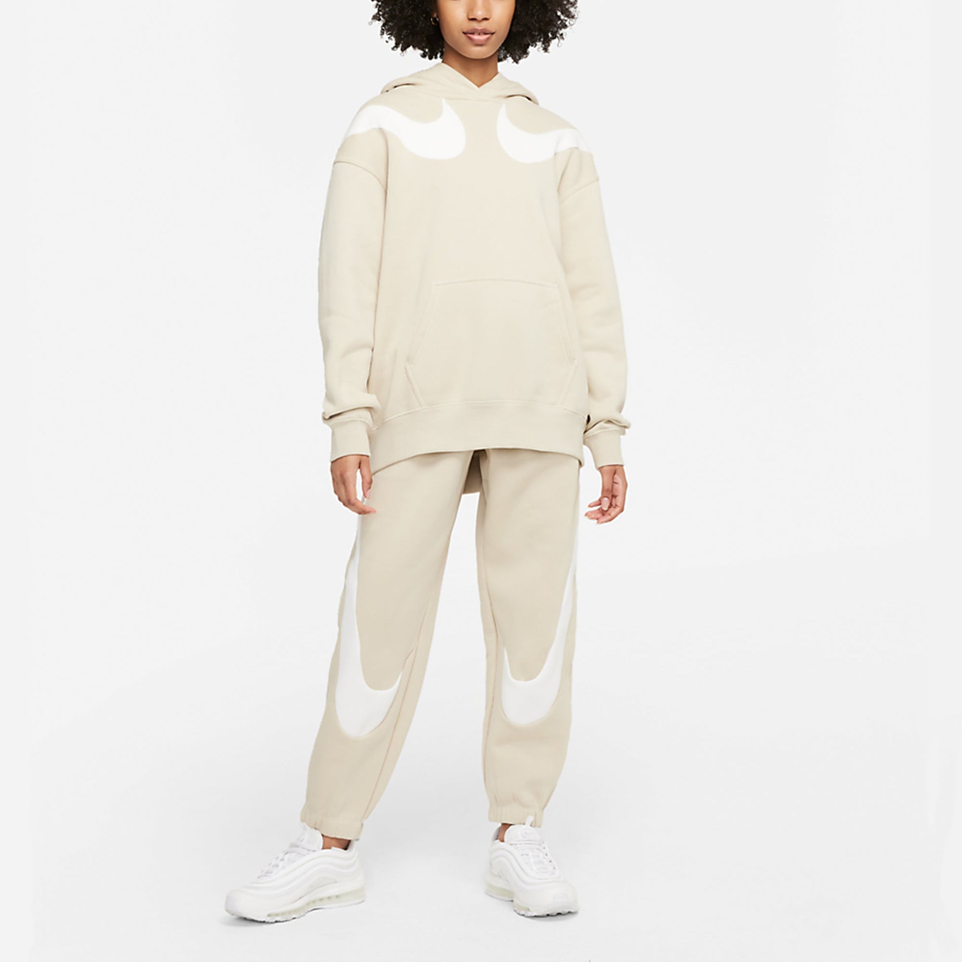 (WMNS) Nike As W Nsw Swsh Flc Gx Hoodie Casual Sports Knit Pullover Fleece Creamy White DD5581-206