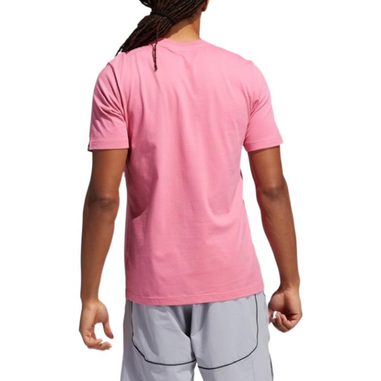 Men's adidas Cartoon Basketball Printing Sports Short Sleeve Pink T-Shirt HB5482