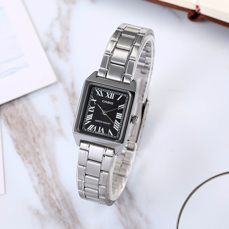 CASIO Waterproof Stainless Steel Band /Black Quartz Silver Analog LTP-V007D-1B