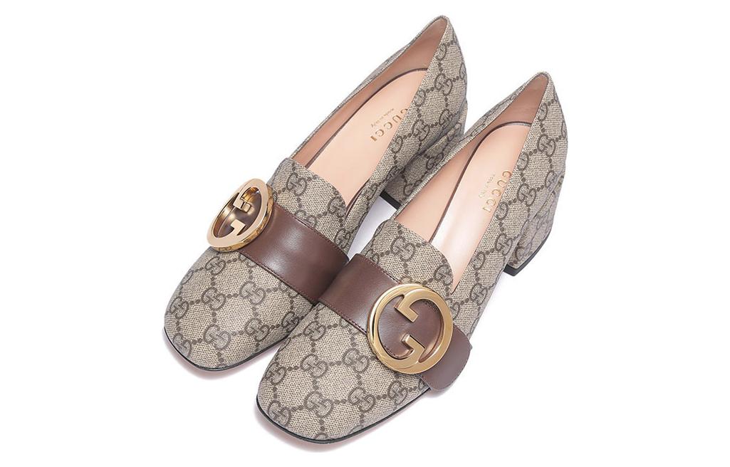 (WMNS) Gucci Blondie pump GG Supreme canvas 'Beige Ebony' 701711-9I650-9769