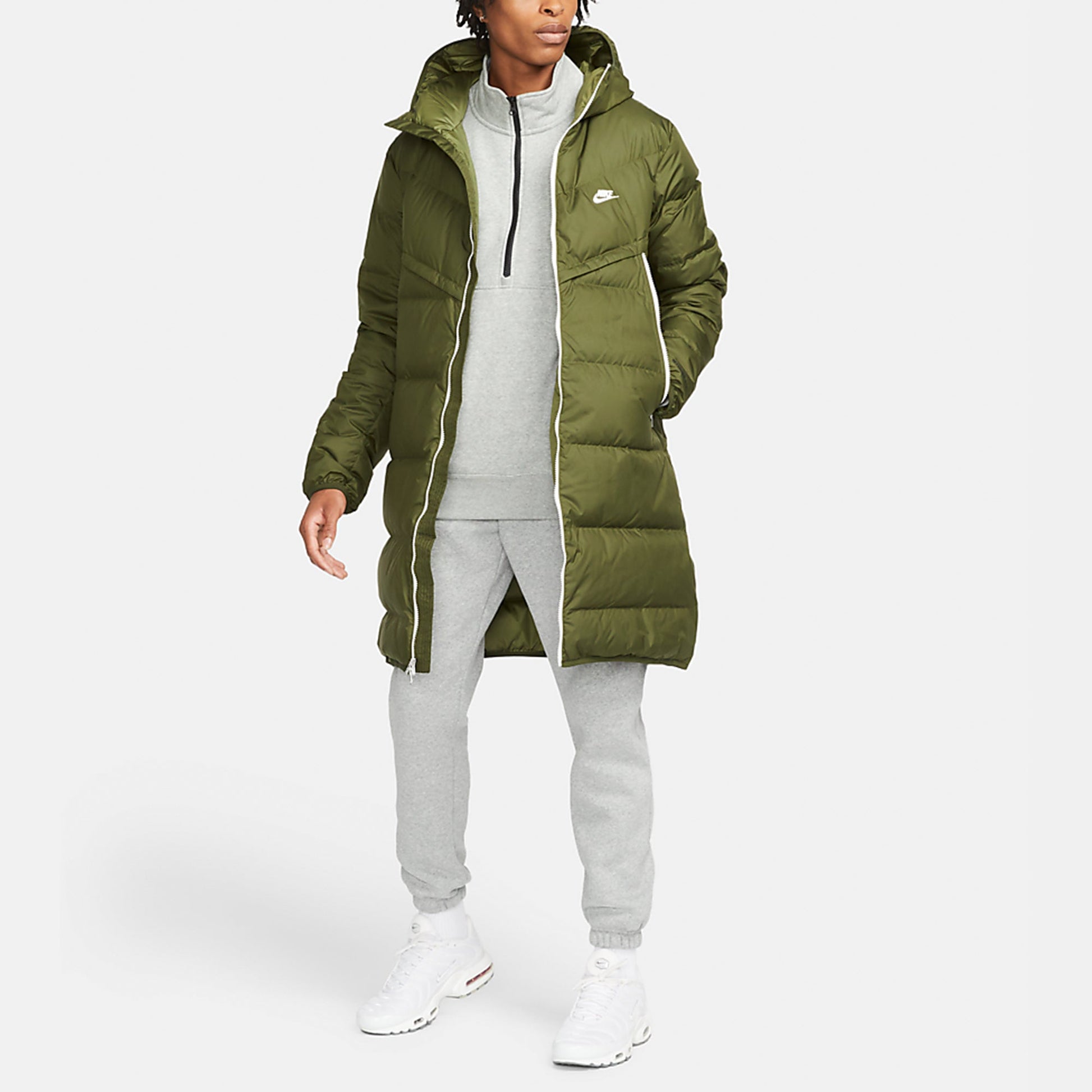 Nike Logo Sports Hooded Down Coat 'Military Green' DD6789-326