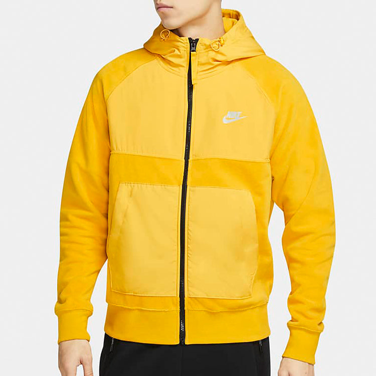 Nike Sportswear Casual Sports Splicing Fleece Lined Hooded Jacket sunflower DC4114-740