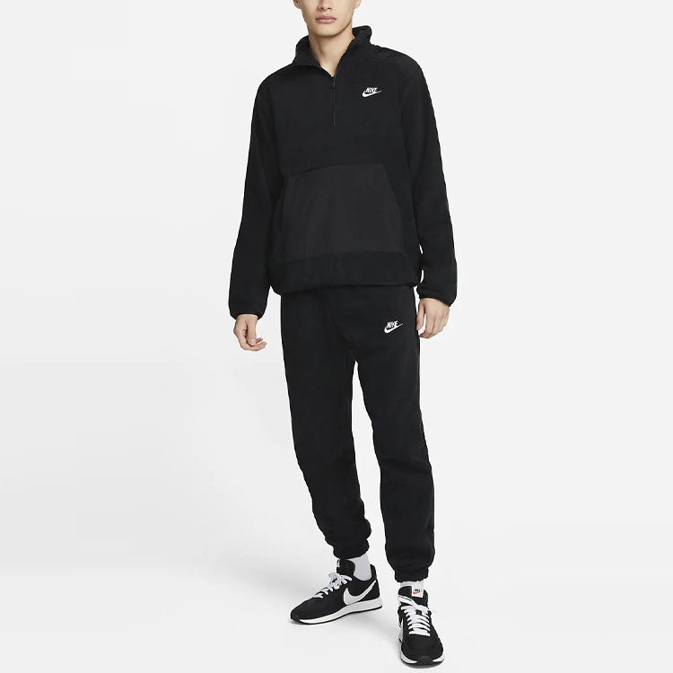 Nike Half Zipper Fleece Long Sleeves Stand Collar Jacket Black DD4870-010