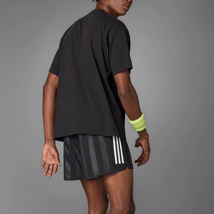 adidas Logo Printing Round Neck Short Sleeve Unisex Black HA4308
